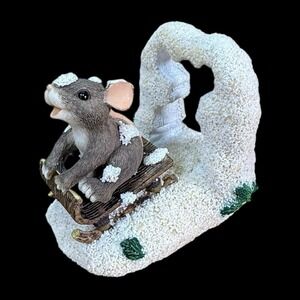 Charming Tails Sledding Mouse Dashing Through The Snow Fitz & Floyd 87/624